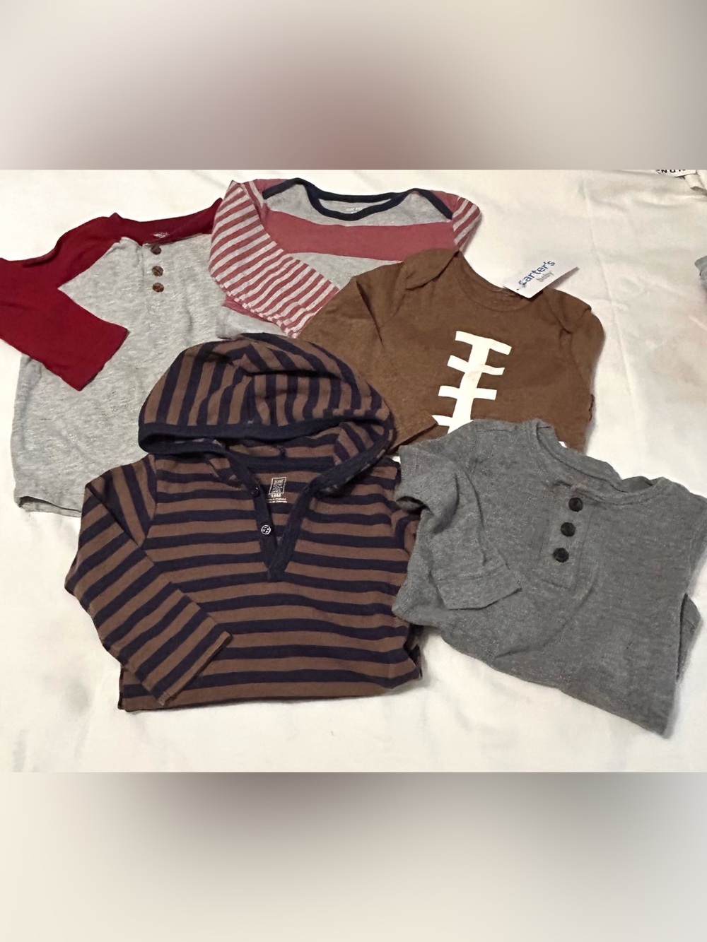 18 month FALL Football Carter’s 5 pieces! New and Excellent Bodysuits T-shirts